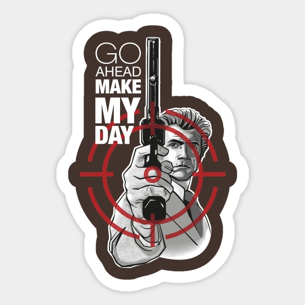 Dirty Harry print for Darker Tones Sticker by Gustha Store